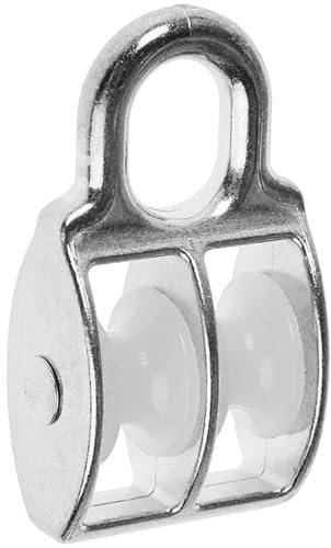 PRIOstahl Seilrolle Umlenkrollen Blockseilrollen Heberollen Lastrollen Kunststoffrollen x 1 Stück Größe: 50 mm Ausführung: Doppelt - Flaschenzug Rollen für Seile Drahtseile aus Zink-Druck-Guss