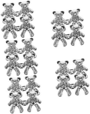 JEWEDECO 10paare Verstellbare Metallknöpfe Für Jeans Und Hosen Wiederverwendbare Und Abnehmbare Taillenclips Für Lose Kleidung Silberfarbene Bären-designs