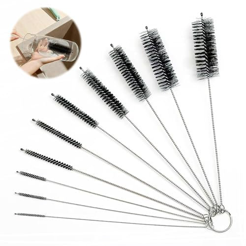Brosse de Nettoyage, Lot de 10 brosses Paille Brosse de Nettoyage pour tuyaux à Lait Brosse pour écoulement de café et Tuyau à Lait Brosse pour Bouteilles de Lait Petite Brosse de Nettoyage Noir