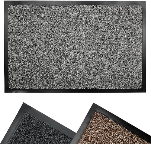 Mighty Mats Extra-Large Dirt Buster Barrier Door Mats Indoor - Highly Absorbent Dirt Trapper Indoor Doormat - Barrier Edge to Prevent Movement - For High-Traffic Areas - Light Grey, 80 x 120cm