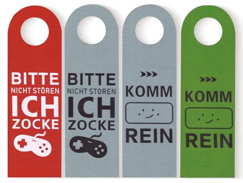 4 Stück 'Bitte Nicht Stören' Schild, 'Ich Zocke Oder Komm Rein' Coole Sachen für Jungs, Teenager Mädchen, Gaming Zubehör, Zimmer Deko, Coole Sachen für Zimmer