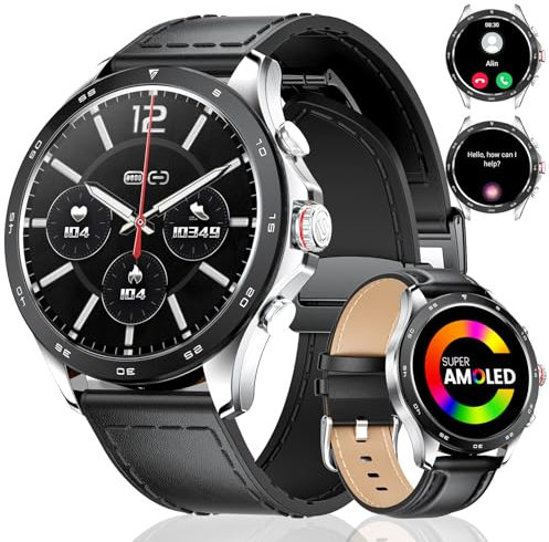 LIGE 1.43 AMOLED Reloj Inteligente Smartwatch Hombre para Android iOS con Llamadas Bluetooth/400 mAh/15 días de duración de la batería/IP68 Impermeable