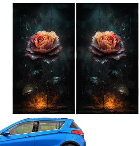 Aufkleber für die Autosäule, Aufkleber für die Mittelsäule im Auto – Rosen-Autoaufkleber für die Autosäule – 2 stilvolle schützende dekorative Aufkleber für die B-Säule