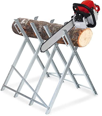 Eikuavons Sägebock Klappbar Holzsägebock Verzinkt bis150kg Stabil Holzbock Sägegestell Kettensägebock Holzschneidebock Metall 81x80x80CM Silber