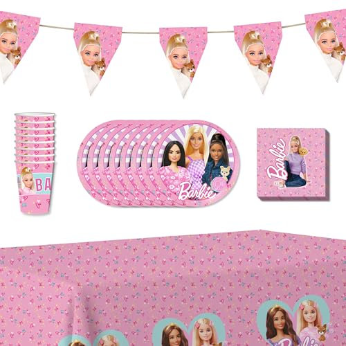 Anila's Party Set Barbie, 38-Piece Set, Plates, Cups, Napkins, Disposable Tableware, Tableware Set