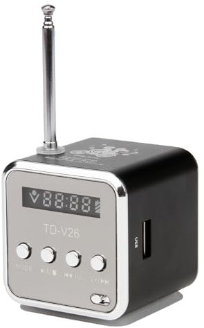 Mini Radio Digital Radio Td V26 Small Portable Retro Mains And Battery Mini Speaker Music Stereo Mp3 Mp4 Player Portable Fm Pc Fashion Support Tf Card And U Disk Usb Player (Black)