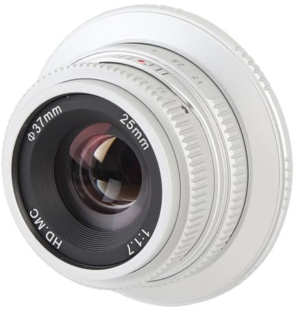 Sxhlseller Manual Focus Lens for RF Mount - 25mm F1.7 Large Aperture, Swirling Effect and Vintage Design for Close-Up and Portrait Photography (Silver)