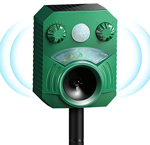 Katzenschreck Marderschreck Solar Ultraschall Tiervertreiber - Wasserdicht IP44, Bewegungsmelder, bis zu 8m Reichweite (13.5-45.5 kHz) - wirksam gegen Marder, Katzen, Hunde, Vögel