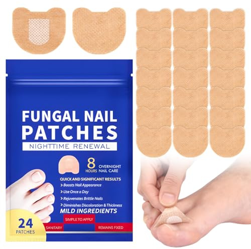 24PCS Fungal Nail Treatment Patches for Toenails - Effective Repair for Damaged, Cracked, and Discolored Nails - Overnight Deep Repair Formula to Revitalize Brittle Nails and Improve Appearance