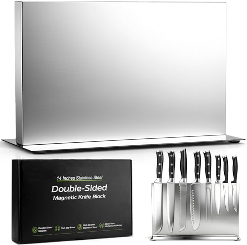 ENOKING Großer Messerblock magnetischer ohne Messer, 35 cm Silber Messerhalter Magnetisch aus 304 Edelstahl, Doppelseitiger Magnet Messerblock für Besteck, Sichere und Platzsparende Messeraufbewahrung