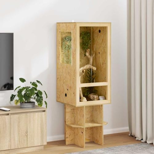Nqyjm Terrarium Braun 50 x 50 x 100 cm OSB für Verschiedene Reptilien und Nager