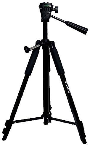 Vivitar 57-Inch Tripod, Three Way Fluid Pan Head, Quick Release Mount, Supports up to 5 Pounds of Weight, VIV-VPT-2457, Black