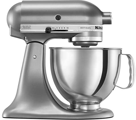 KitchenAid artistan ksm150pscu – Mélangeur (Mixeur Fouet, 4,7 L, émulsionner, mélange, argent, acier inoxydable, 325 W)