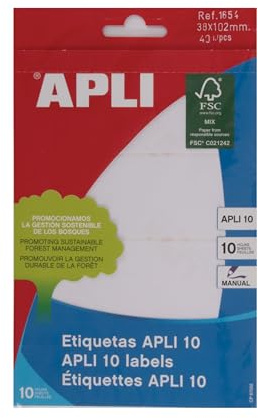 APLI Weiße Etiketten (38 x 102), 10 Blatt