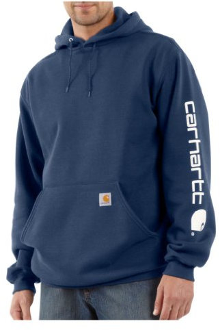 Carhartt Loose Fit Midweight Logo Sleeve Graphic Sweatshirt, Felpa con cappuccio Uomo, Blu (New Navy), L
