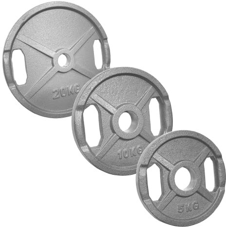 POWER-XTREME Hantelscheibe | Gewichtsscheibe mit 2 Grifflöchern | 50mm/51mm | Gusseisen (20kg)