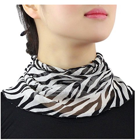 UK_Stone Damen 100% Mulberry Seide Schlauchschal Loop Halstuch Zebra Streifen Muster Abnehmbar Faux Kragen (#9)