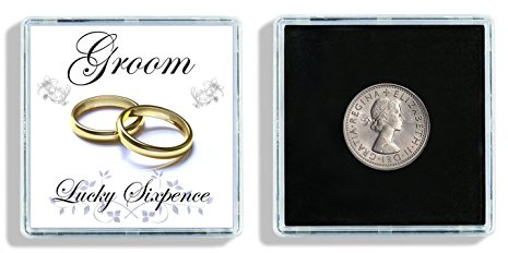 Lucky Sixpence Groom Wedding Keepsake in Display Case W2