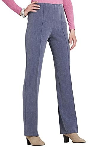 Chums Ladies Figure Flattering Trousers Fully Elasticated Comfort Pull-On Pants with Pintuck Stitch Denim 16 Short