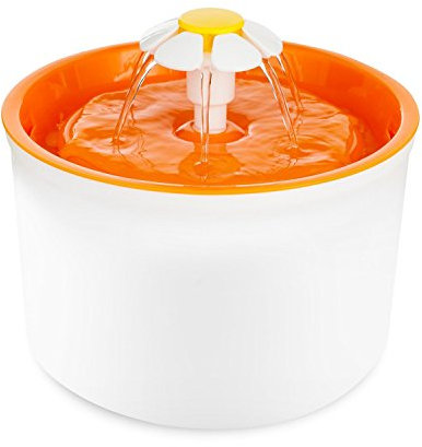 Fontaine à Fleur pour Chat Automatic Electric Flower 1.6 L Pet Water Fountain Drinking Bowl Orange