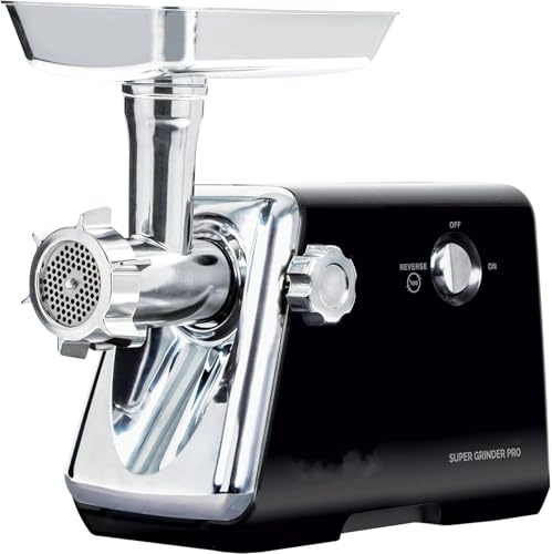 ROYALTY LINE, Picadora de Carne Negra 600W RLMG5-BLK - Cuchillas de Acero Inoxidable, Múltiples Accesorios, Función Inversa, Pies Antideslizantes, Fácil de Limpiar, Ideal para Salchichas y Kebbés