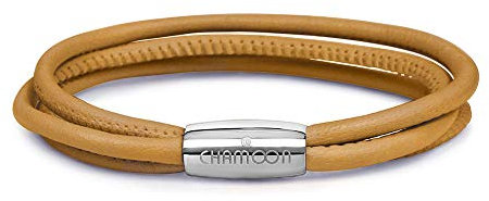 CHAMOON® Lederarmband Damen Braun - Armband Damen Leder Wickelarmband Damen Personalisiertes Armband Leder Damen, Charm Armband Frauen M 19,00 cm