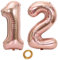 Luftballons Zahl 12, Nummer 12 Luftballon Rosegold Mädchen Luftballons 12. Geburtstag Folienballon, Zahl 12 Rose Gold Nummer 12 Ballons Große, 40 Zoll Riese Heliumfolie Ballon (number 12)