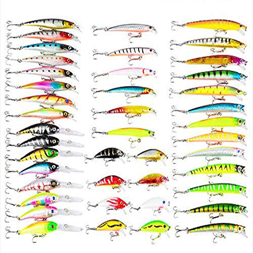 CHAWHO Wobbler Kunstköder Set 43 Stück - Angelköder Set lebensecht Künstliche Fischköder zum Raubfisch Angeln für Hecht Zander Karpfen Barsch Forelle Dorsch Angelzubehör