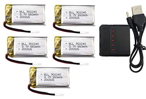 ZYGY 5PCS 3.7V 550mah Batterie au Lithium et 1 pièces 5 en 1 Chargeur pour SP300 ZF04 Détection de Geste Quadrirotor Drone Batterie