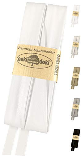 Sandras-Bastelladen Schrägband/Einfassband Veganes Leder/Kunstleder gefalzt 3m x 20mm 051-Weiß