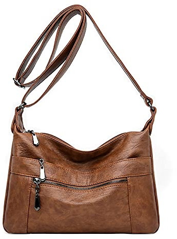 Sac à main Bandoulière Multi - poches, en cuir Souple pour Femmes Léger, Bandoulière Réglable