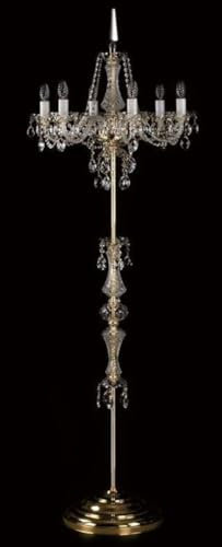 Casa Padrino Luxus Barock Kristall Stehleuchte Gold Ø 60 x H. 180 cm - Prunkvolle Stehlampe mit Böhmischem Kristallglas - Barock Kristall Leuchten