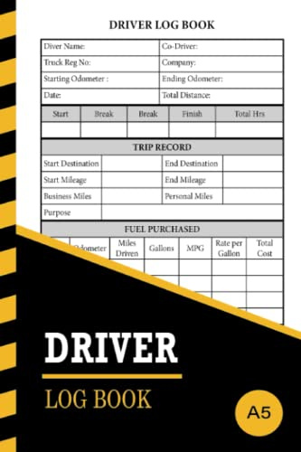 Driver Log Book: Record Daily Driver Hours, Trips, Mileage, Fuel & Vehicle Maintenance Details For Personal & Business Purposes