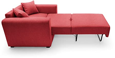 Abakus Direct | Olly Single Sofa Bed - Smart Linen Foldable Convertible Lounger Armchair - Range Includes 9 (Red with Cushions)