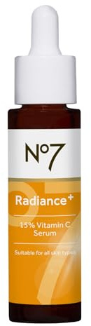 No7 Radiance+ 15% Vitamin C Serum - Radiance-Boosting Face Serum for Glowing Skin - Re-Energizing Vitamin C Skin Care for Daily Use (0.84 oz)