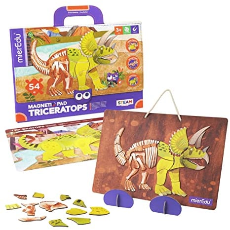 mierEdu Magnetpuzzle Triceratops, Dino Lernspiel für Kinder ab 3 Jahren