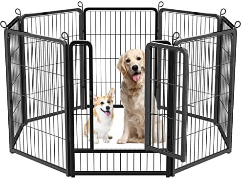 HOMIDEC Dog Pen, 8 Panel Puppy Pen with Door, High 80cm Indoor/Outdoor Pet Exercise Playpen, Portable Detachable Animal Run Enclosures for Dogs, Puppies, Cats, Rabbits and Other Animals (Black)