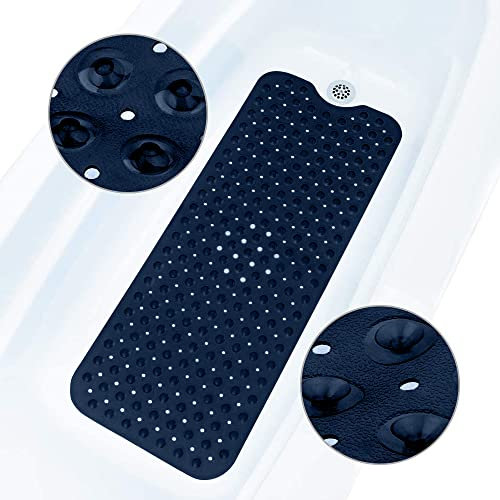 ADOV Tapis de Baignoire Antidérapant, 100x40 cm Extra Long Tapis de Bain Antidérapant, 200 Ventouses, Trous de Drainage, Lavable en Machine, Antimoisissure, Matériau PVC, Tapis Douche Durable
