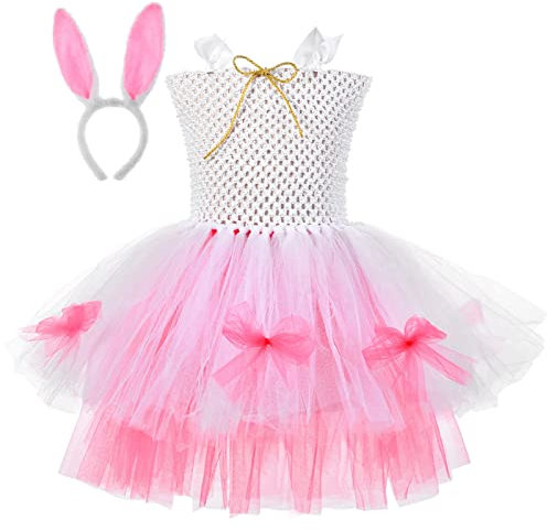 Jaskdconsy Kinder Kleinkind Baby Mädchen Frühling Sommer Floral Biene Kostüm Kostüme Osterhase Karneval Kostüm Zubehör Set Tutu Prinzessin Kleid Adventskalender Lustig (Pink, 4-5 Years)