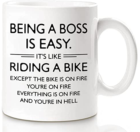 Shqiueos Boss Geschenke für Frauen und Männer, Boss Lady Geschenke für Frauen, Being A Boss is Easy Tasse, Geschenke für Boss Büro, Sarkasmus-Kaffeetasse (weiß, 312 ml)