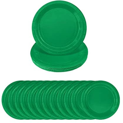 Aisszhao 16pcs Green Paper Plates 7 Inch Solid Color Disposable Tableware for Birthday Decorations, Tea Party, Kids Party - for Him, Her, Men, Women, Adults
