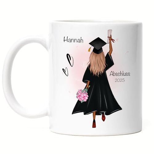 Kiddle-Design Bachelor Master Abitur 2025 Tasse Abschluss Geschenk Personalisiert Name Absolventin Doktor Frauen Damen Schulabschluss Abi