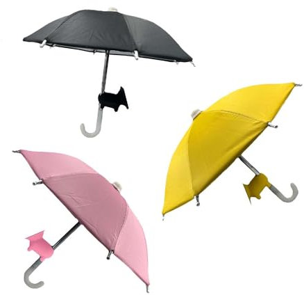 Genikeer 3 Cute Mobile Phone Holder With Sun Umbrella, Mobile Phone Umbrella Sun Rain Shade With Suction Cup, Multifunctional Umbrella For Mobile Phone Cell Phone, Glare Blocking