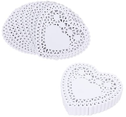 UPKOCH 250 Pz Torte Centrini Di Carta Cuore Centrini Di Carta Usa E Getta Pastiglie Dessert Dolci Centrini Di Carta Di Pizzo Carta Torta Imballaggio Pastiglie Cuore Pizzo