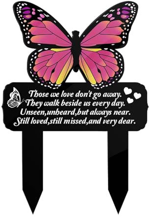 Chihutown Grabschmuck Grabschmuck Grabschmuck für Friedhofsgräber Acryl Trauer Schmetterling Plakette Wasserdicht Gedenktafel für Friedhof Hof Garten Dekoration mit Vers