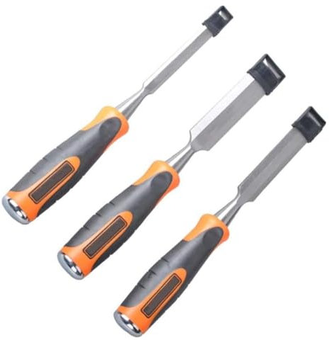 OXOAMP Wood Chisels Wood Chisel Set,Bevel Edge Chisel with Protective Cover,12mm,19mm and 25mm,Woodworking Carving Heavy Duty Hand Tools Artists