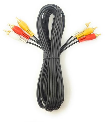 3m Triple 3 x RCA Male to 3 x RCA Male 24K Gold Plated Composite AV Audio Video Cable Compatible with Set-Top Box, Speaker, Amplifier, DVD Player (3m)