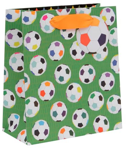 Glick Luxus-Geschenktüte mit Fußball-Design für Jungen, 200 x 225 x 100 mm, Grün