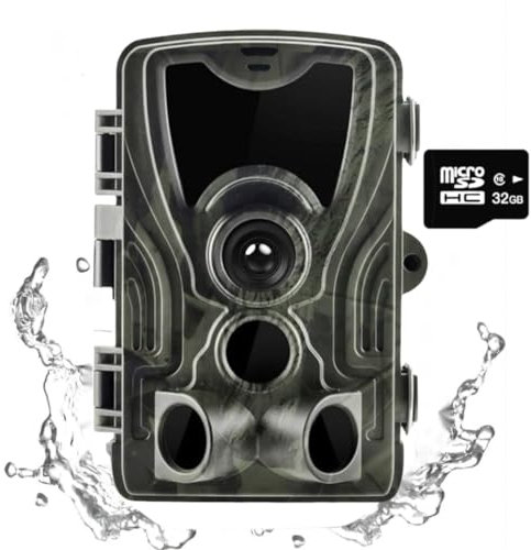 LMHOME Wildkamera 2,7K 50MP HD Wildtierkamera mit 46 Stück 940nm IR LEDs, Nachtsicht Bewegungsmelder, 32GB Speicherkarte, 0,2s Auslösegeschwindigkeit, IP66 Wasserdicht