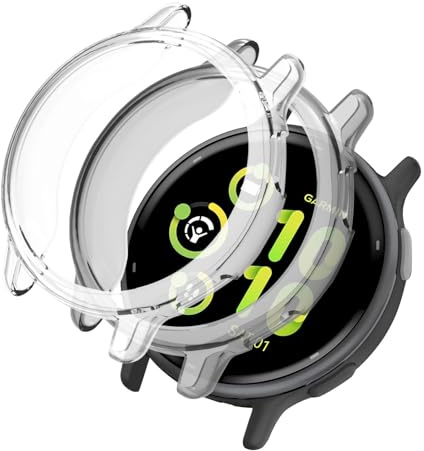 SumRioo [2 Stück] Hülle Kompatibel mit Garmin Vivoactive 5, Anti-Fleck, Kratzfest, Stoßfeste Cover Kompatibel mit Garmin Vivoactive 5 Ultradünne TPU Schutzhülle, Schwarz+Transparent